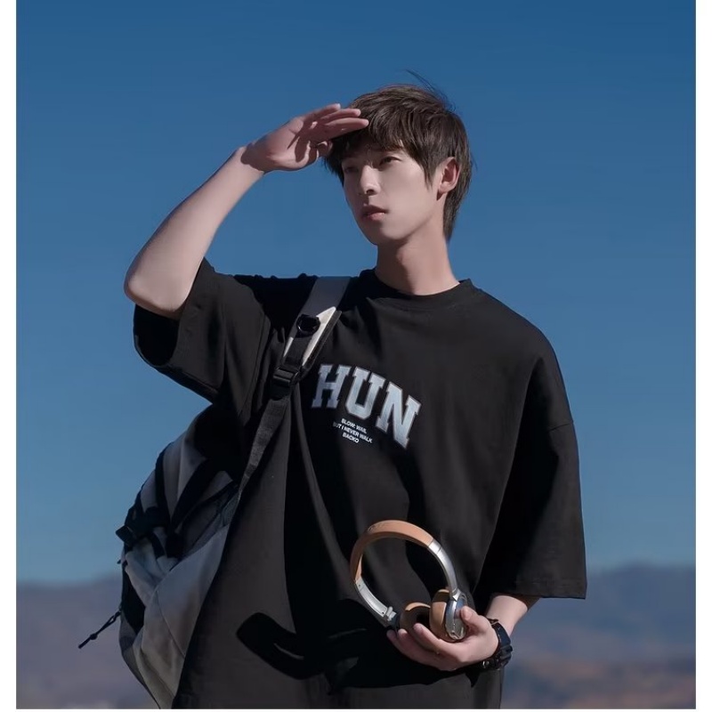 Áo Thun Tay Ngắn Cổ Tròn In Chữ Phong Cách hip hop Nhật Bản Cho Nam size M-5XL