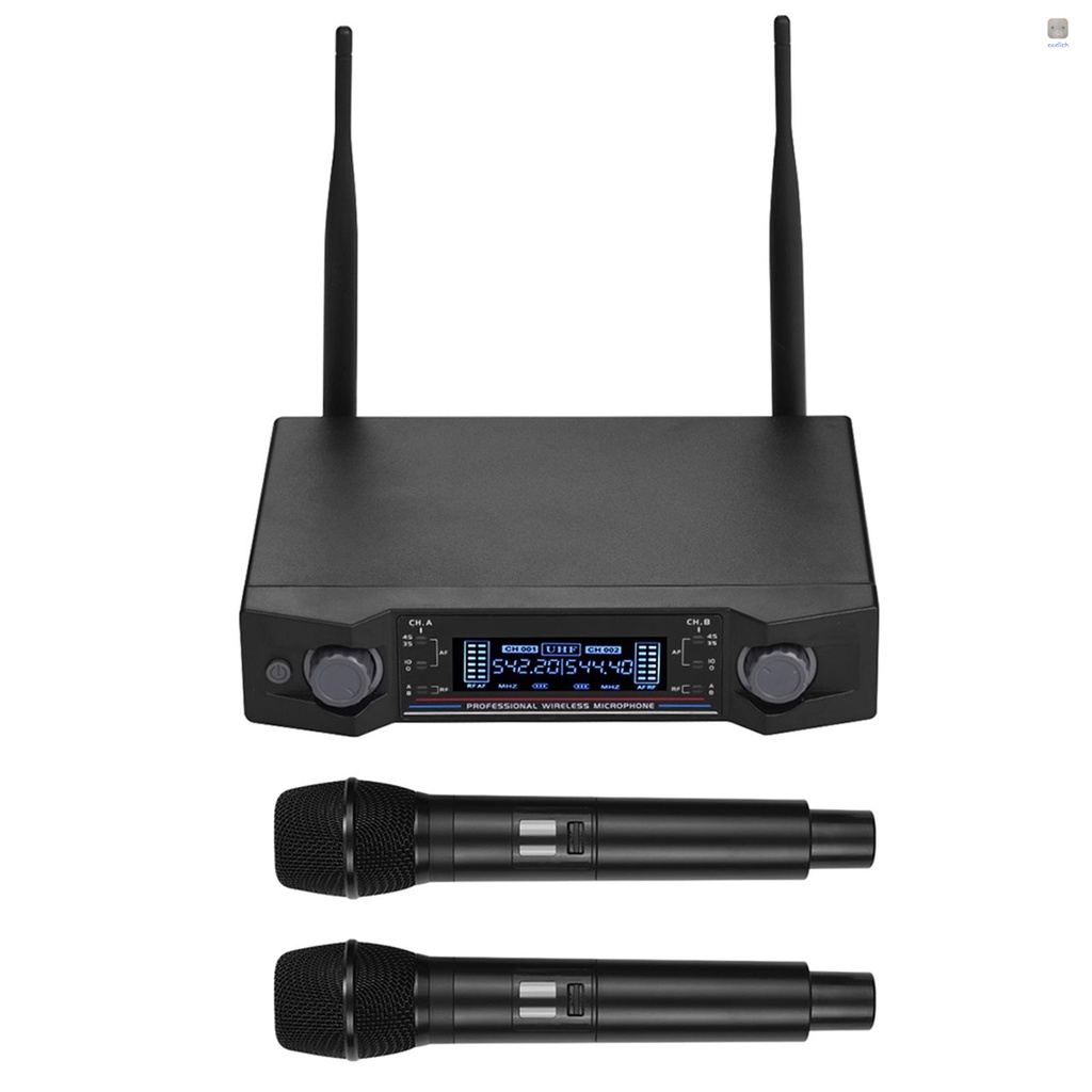 Hệ Thống Micro Không Dây U2 UHF 2 Micro Và 1 Thiết Bị Nhận Màn Hình LCD Dùng Giải Trí Phòng Họp Karaoke Tại Nhà