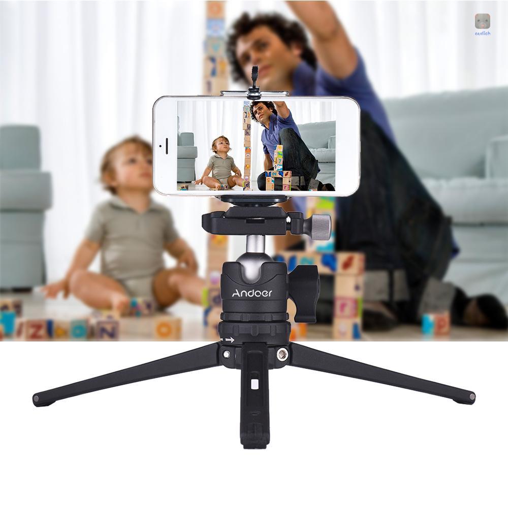 Andoer Giá Đỡ Ba Chân Mini Để Bàn Với Đĩa Tháo Lắp Nhanh Cho Máy Ảnh DSLR Action Điện Thoại