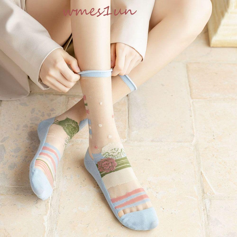 Tất Lưới Trong Suốt Họa Tiết Hoa 15H Phong Cách Harajuku Nhật Bản Đáng Yêu