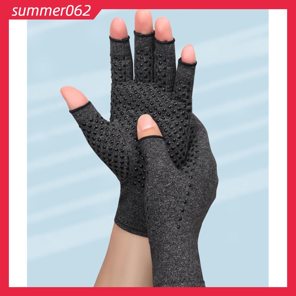 Summer062 Găng Tay Thể Thao Nửa Ngón Chống Trơn Trượt Thoáng Khí Thoải Mái Vải Dệt Kim Nén Viêm Khớp