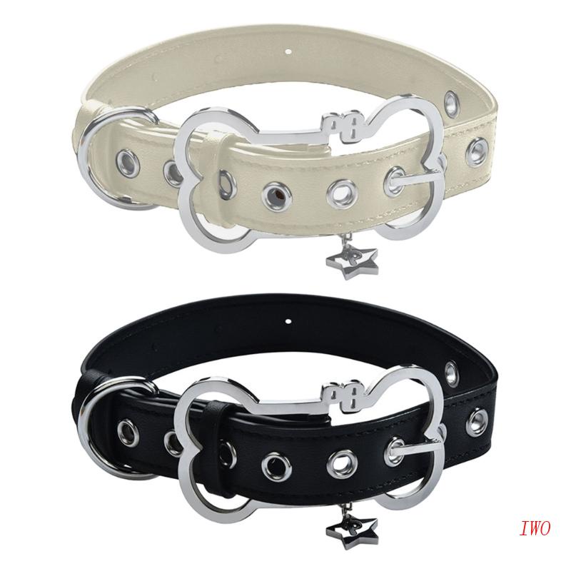 Vòng Cổ Choker Bằng Da Hình Xương Ngôi Sao Ngọt Ngào Cá Tính Phong Cách Punk Dành Cho Nữ