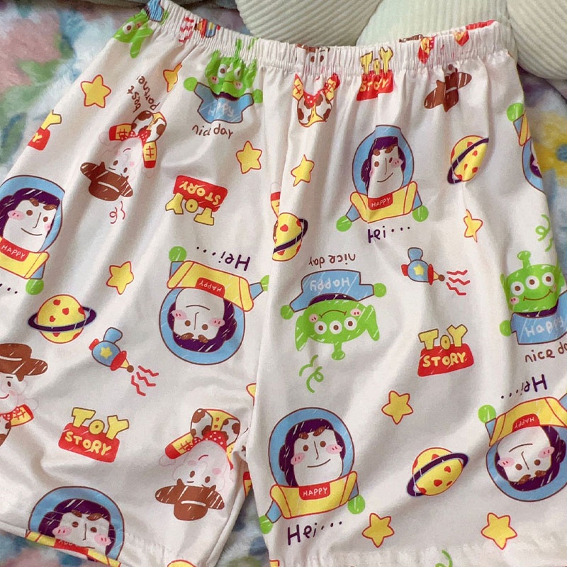 Xiang Nian Ni Quần Short Mặc Ở Nhà Dáng Rộng Họa Tiết Hoạt Hình Thời Trang Mùa Hè Giản Dị Dành Cho Bạn Nữ Mặc Ở Nhà