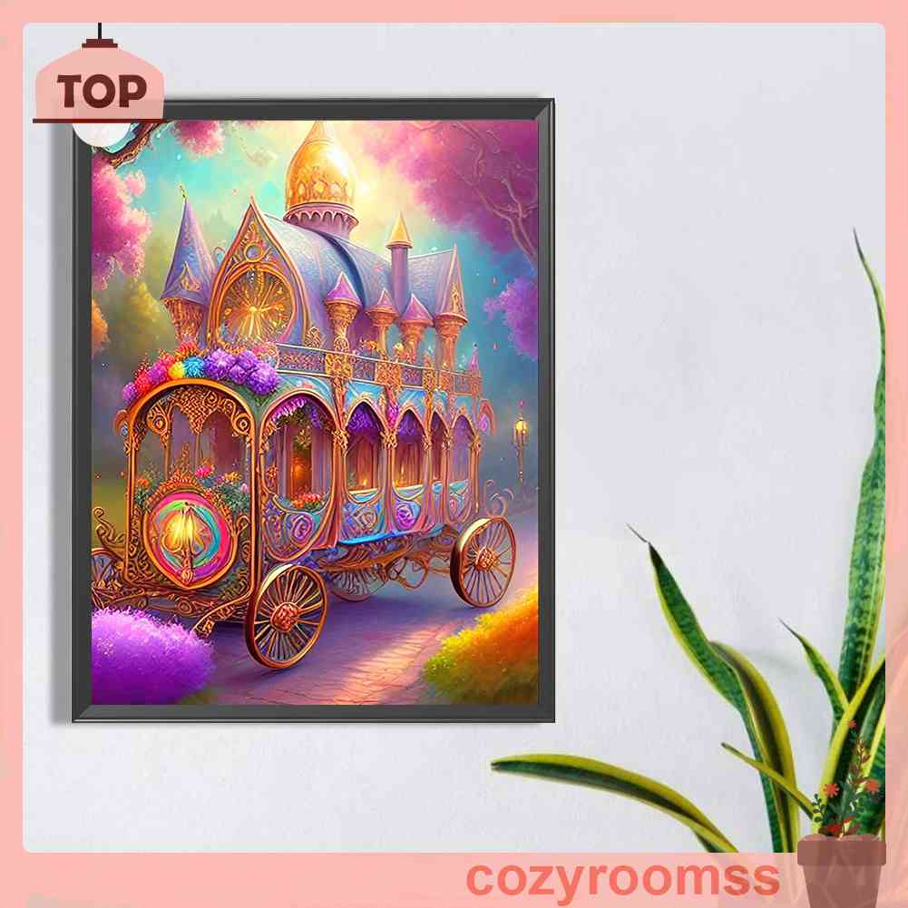 Tranh Đính Đá Kim Cương Toàn Bộ 5D DIY Hình Vẽ Đoàn Tàu Trang Trí Nhà