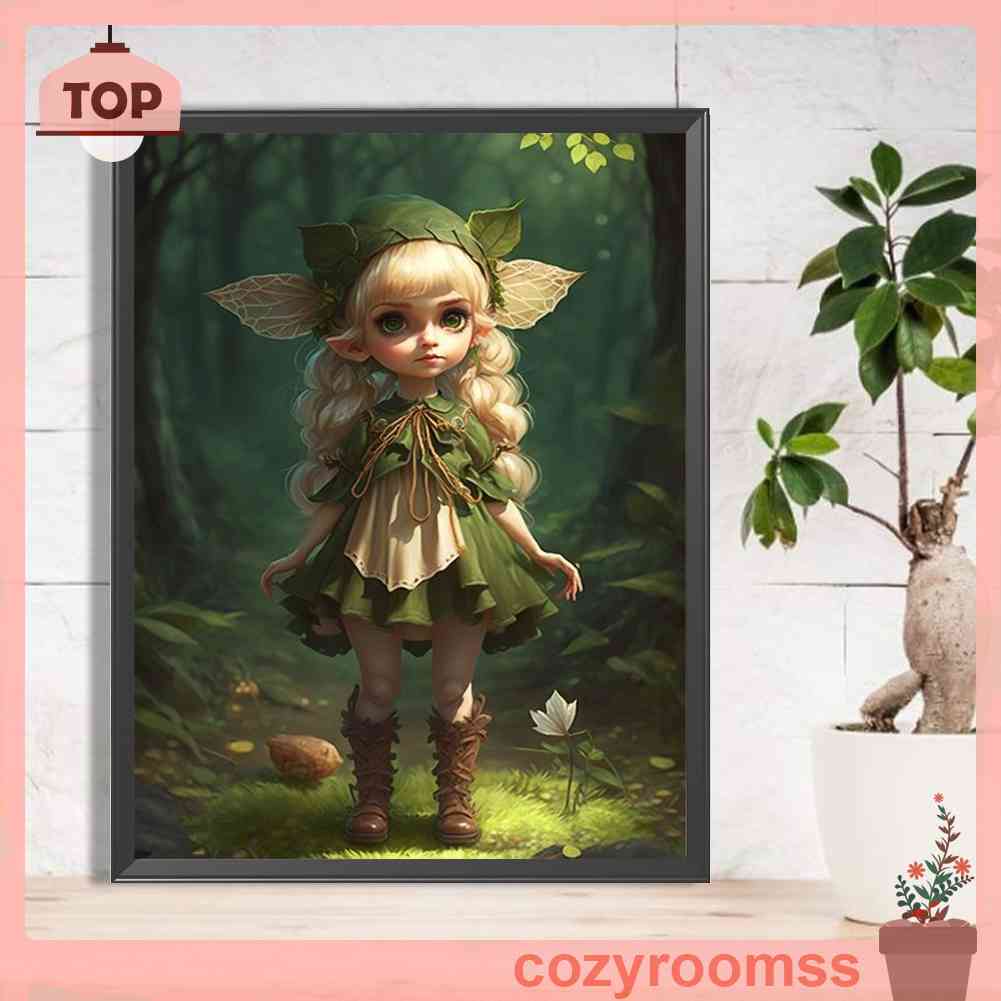 Tranh Đính Đá Kim Cương Toàn Bộ 5D DIY Hình Vẽ Cô Gái Elf Trang Trí Nhà Cửa