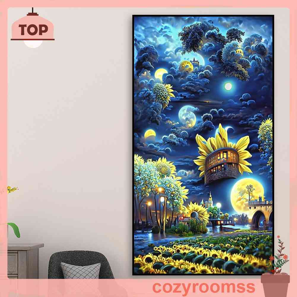 Tranh Đính Đá Kim Cương Toàn Bộ 5D DIY Hình Vẽ Vườn Hoa Hướng Dương