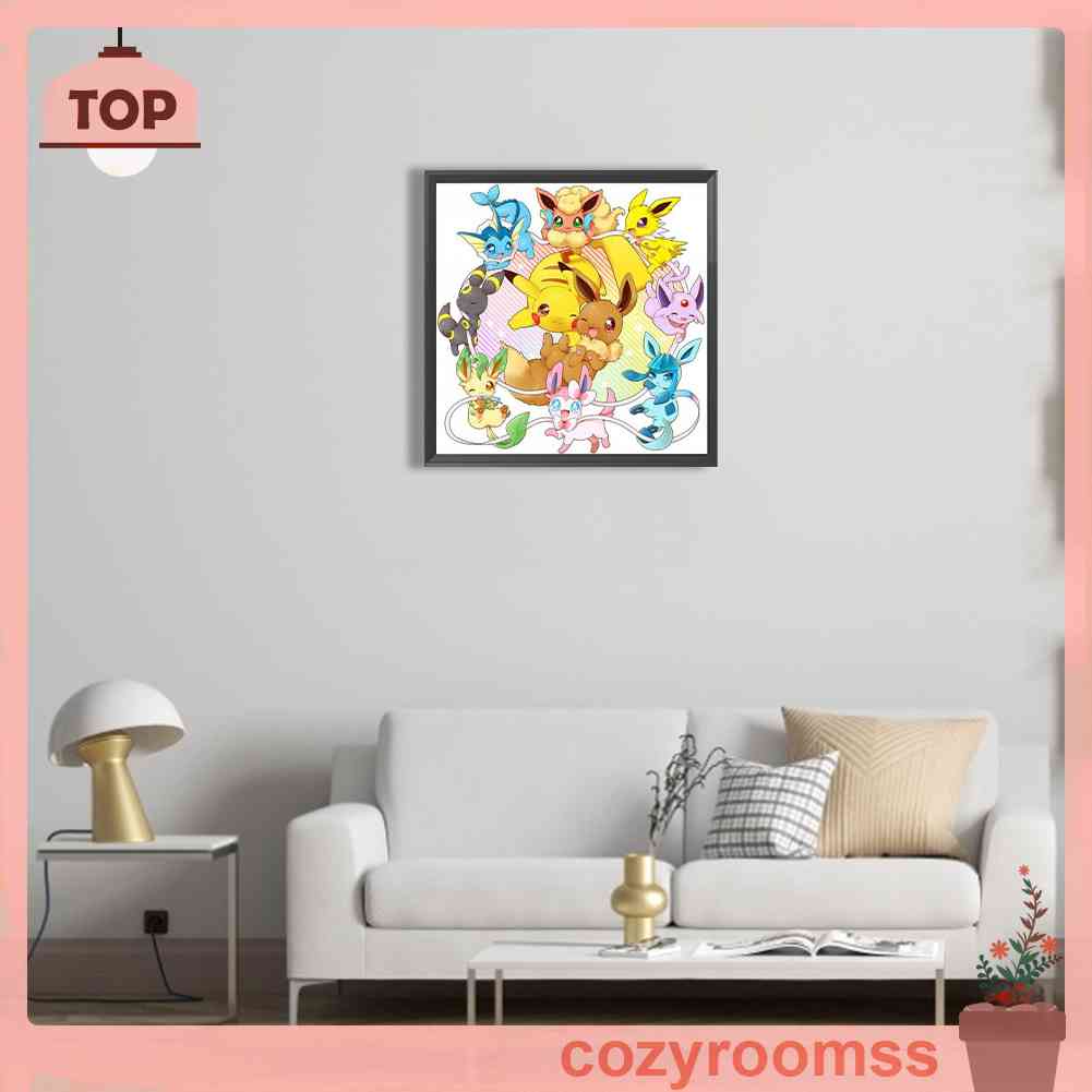 Tranh Đính Đá Kim Cương Toàn Bộ 5D DIY Hình Pokemon