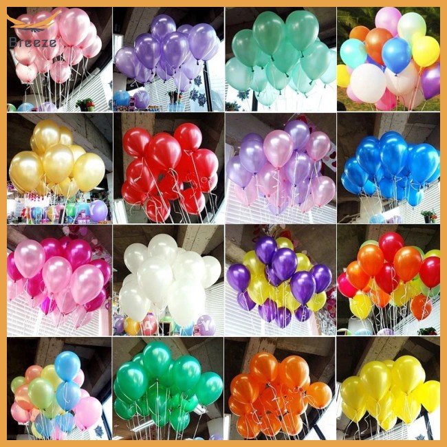 Set 100 Bong Bóng Cao Su 10 Inch 1.2g Nhiều Màu Sắc Dùng Để Trang Trí Tiệc Sinh Nhật / Đám Cưới