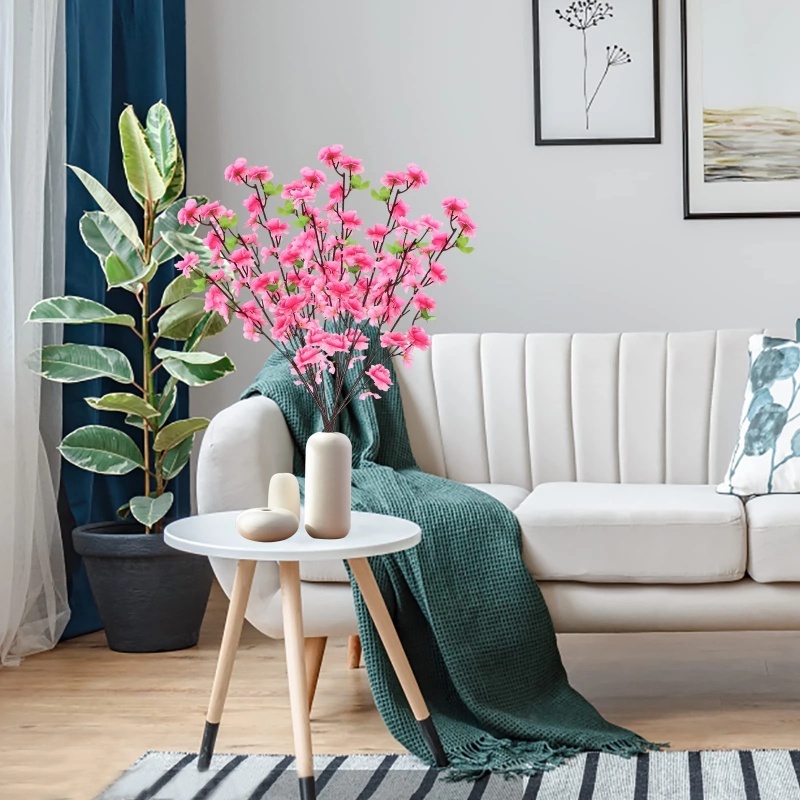Cành Hoa Đào Giả Bằng Lụa Lãng Mạn 65cm Trang Trí Nhà Cửa / Tiệc Cưới