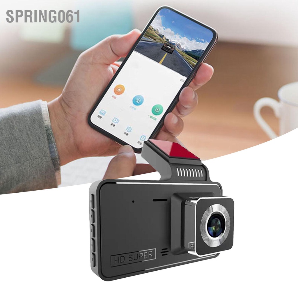 Spring061 Camera hành trình ô tô 4in 1080P với hình ảnh đảo ngược Đầu ghi video lái xe đa năng cho