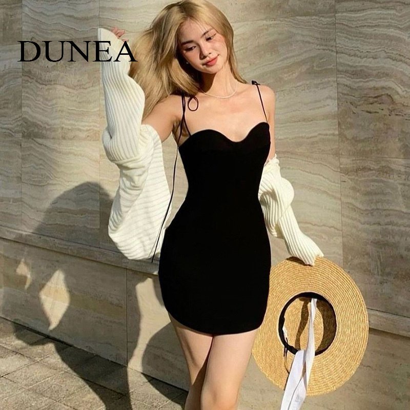 DUNEA Đầm Hở Lưng Cột Dây Kiểu Dáng Đơn Giản Quyến Rũ Cho Nữ