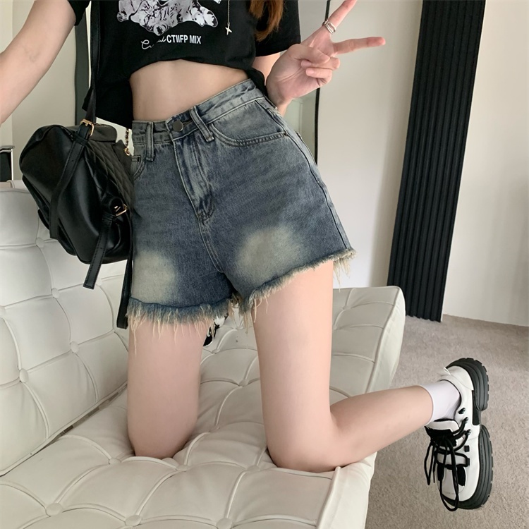 Quần Short Denim Lưng Cao Dáng Rộng Phong Cách Retro Thời Trang Mùa Hè Cho Nữ