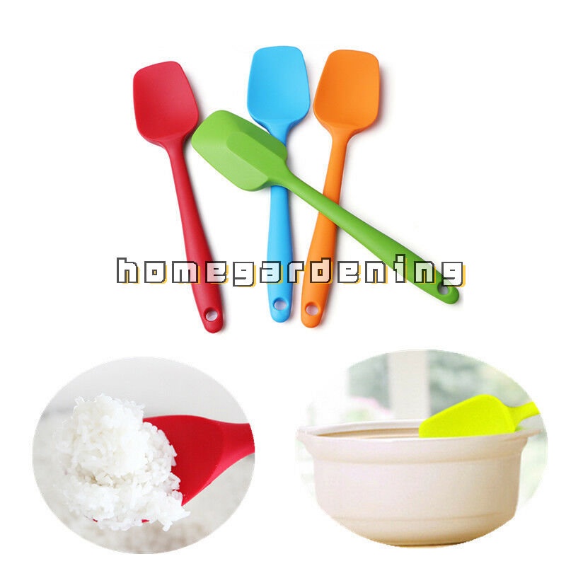 Cây Phới Dẹt Tay Cầm Dài Bằng Silicone Dùng Để Trộn Bột Làm Bánh