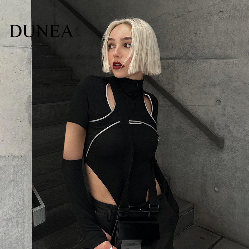 DUNEA Bộ Áo Liền Quần Cổ Cao Gợi Cảm Cho Nữ