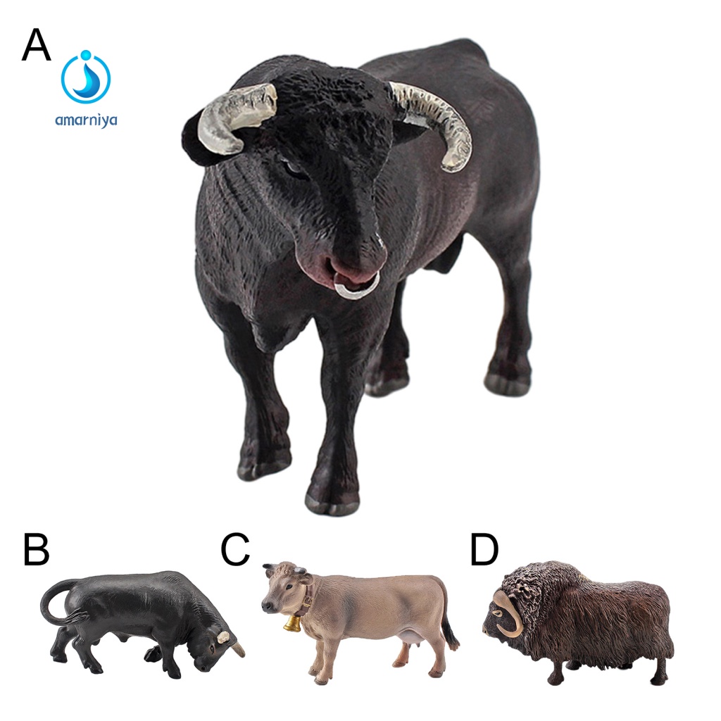 Amar Mô Hình Bò Nông Trại Bò Sữa Bắc Phi Bulls Thụy Sĩ Nâu Musk Oxen Thủ Công Tinh Tế Phụ Kiện Trang Trí Sinh Viên
