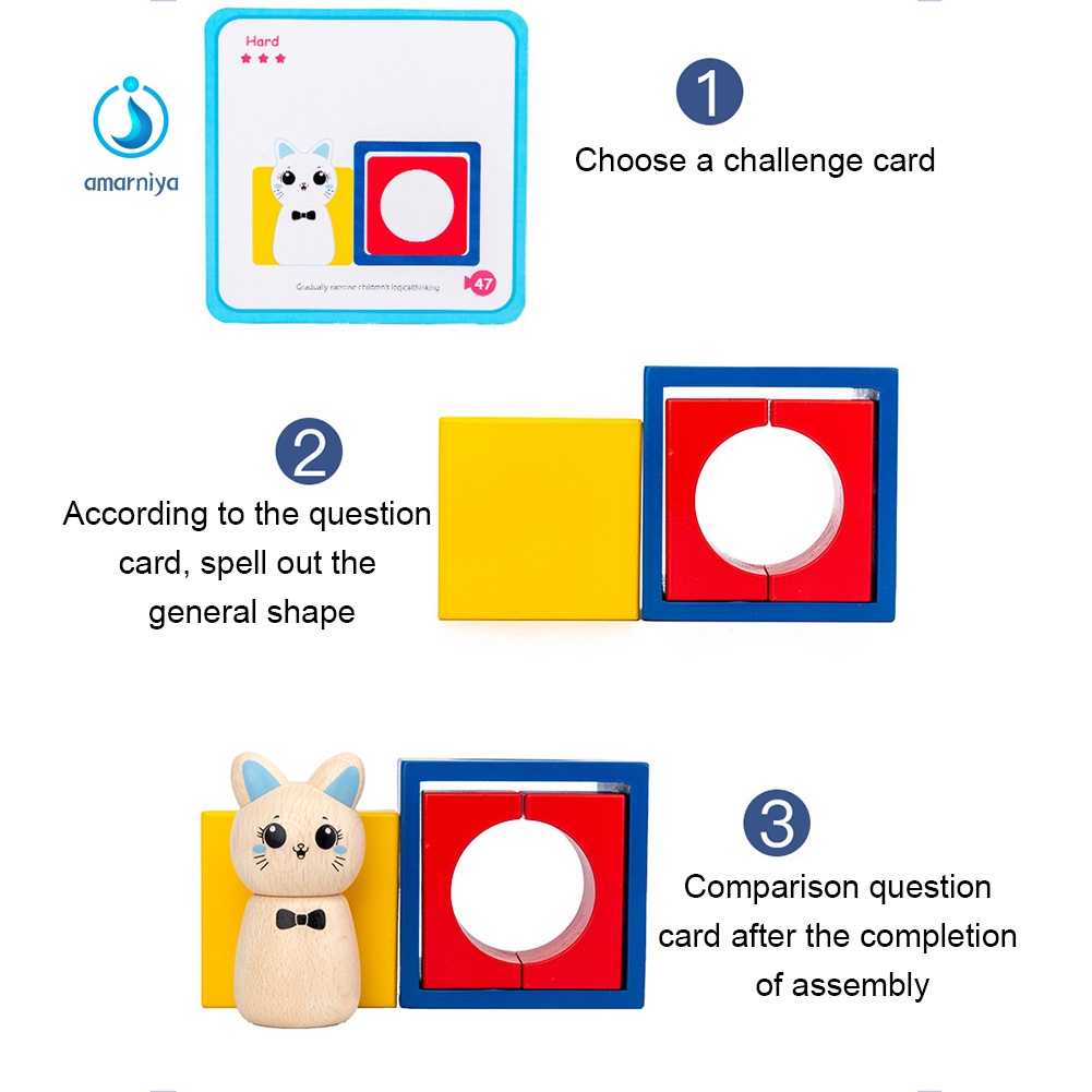 Bộ Đồ Chơi Xếp Hình Bằng Gỗ Hình Thỏ Cho Bé