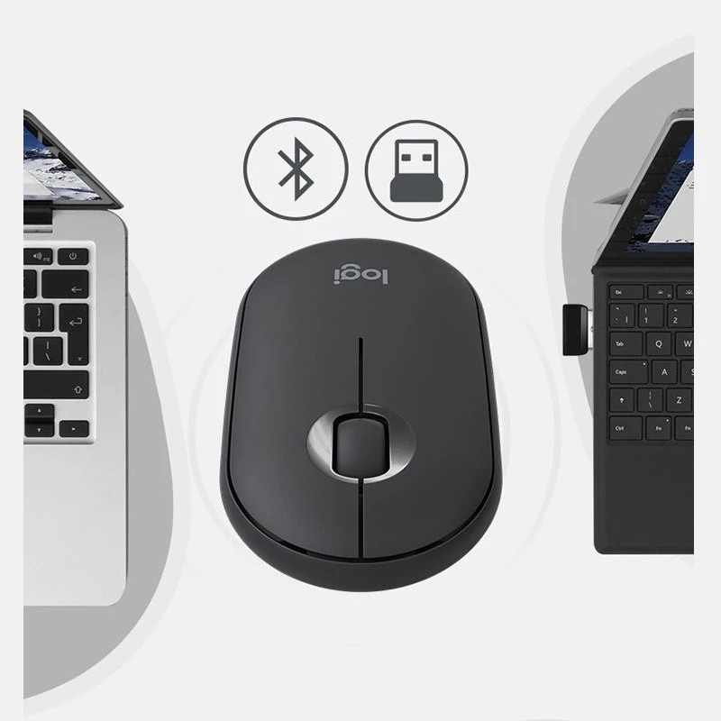 Logitech Pebble chuột bluetooth không dây M350 mỏng và im lặng 2.4G chế độ kép 1000dpi heby1