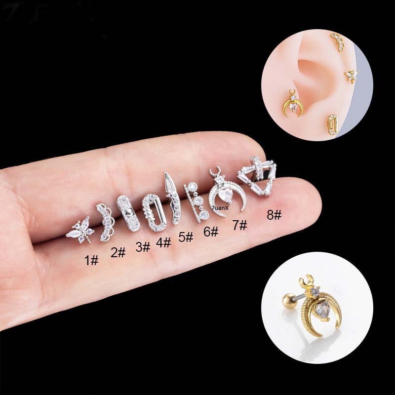 1 Khuyên Xỏ Sụn Tai Hình Chuồn Chuồn Bằng Thép 20Gauge