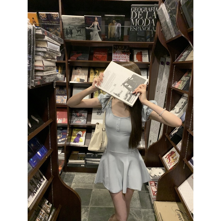 Đầm Dệt Kim Ngắn Tay Cổ Vuông Dáng Ôm Thời Trang Mùa Hè Hàn Quốc Dành Cho Nữ