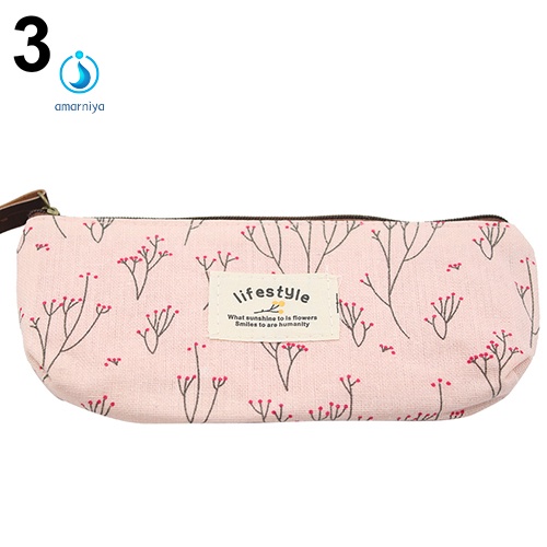 (Shop Amart) Túi Vải Đựng Dụng Cụ Trang Điểm Họa Tiết Hoa Văn