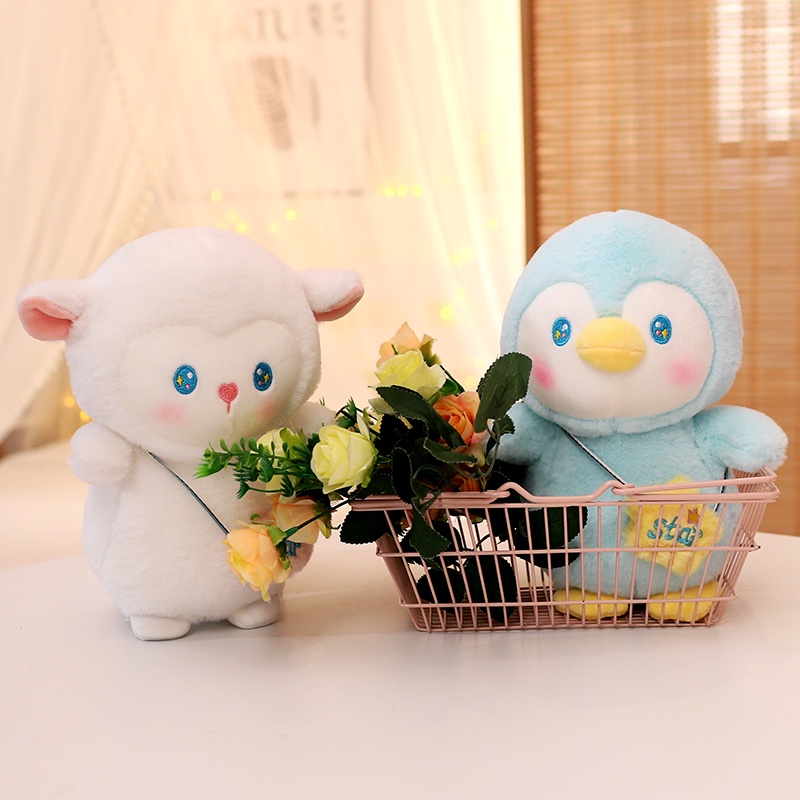 25cm Kawaii Plush Toy Pig Lamb Penguin Stuffed Doll Cartoon Animal Birthday Christmas Gift for Kids Children