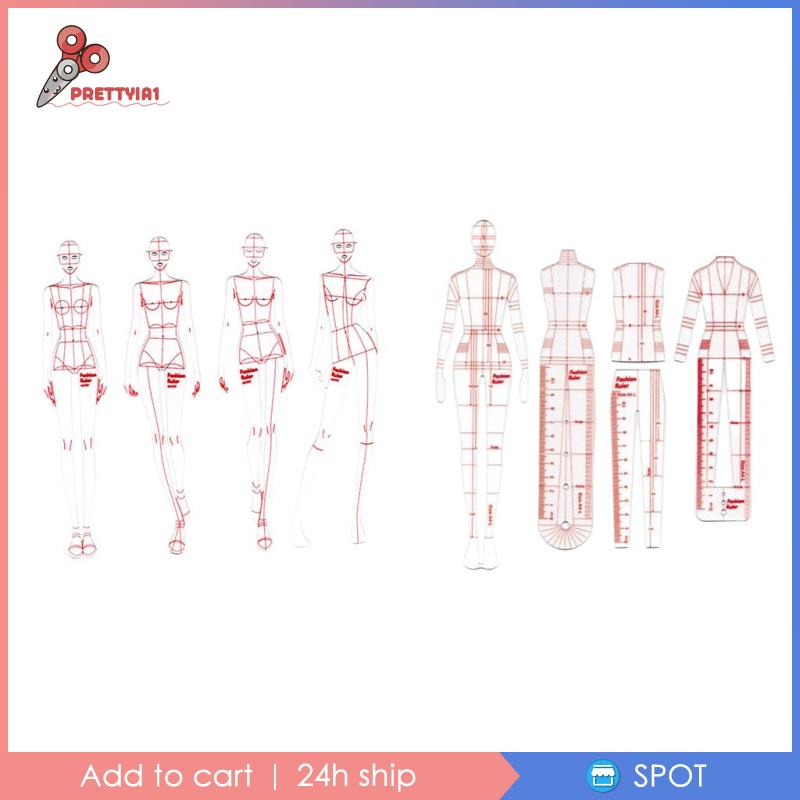 [Prettyia1] 8 Mẫu Thước Mẫu Thiết Kế Thời Trang May Vá