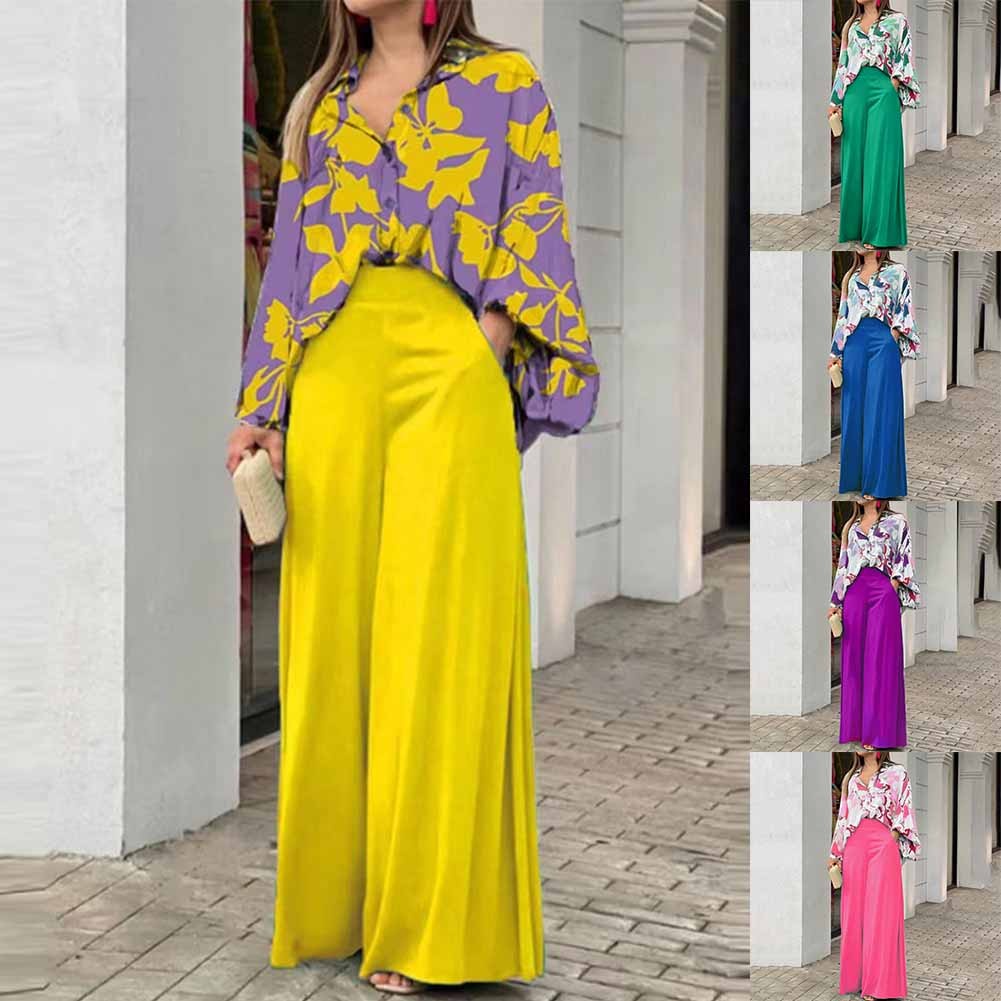 Set Áo Cánh Dơi In Họa Tiết + Quần Ống Rộng Thời Trang Cho Nữ [MM0425]