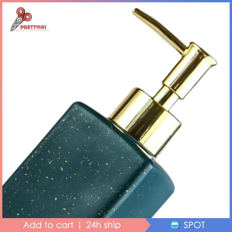 [Prettyia1] Bình Đựng Sữa Tắm In Họa Tiết Cẩm Thạch Màu Xanh Lá