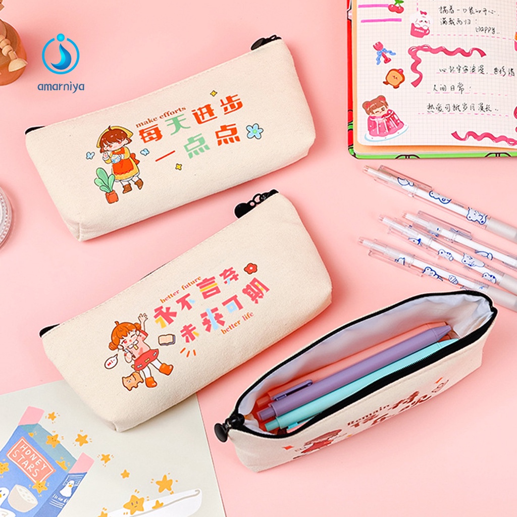 (Shop Amart) Túi Đựng Bút In Hình Hoạt Hình Có Dây Kéo