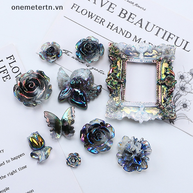 Onemetertn Kẹp Tóc gel Màu Kem Baroque DIY Cho Điện Thoại Di Động