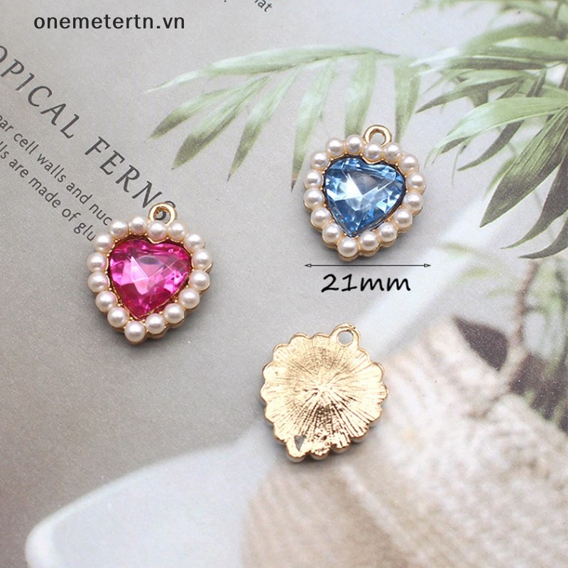 Mặt Dây Chuyền Ngọc Trai Hình Trái Tim Bằng Kim Loại 21 * 18MM DIY