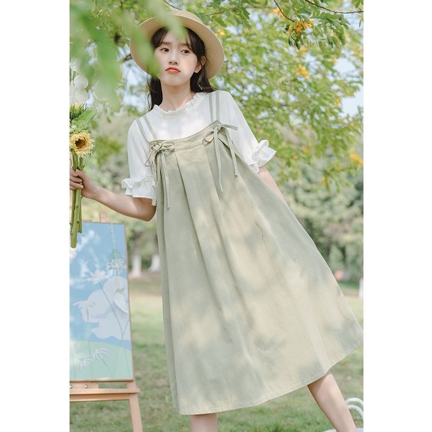 Bộ Đầm Yếm Dáng Rộng Thiết Kế Mới Thời Trang Mùa Hè Dành Cho Nữ