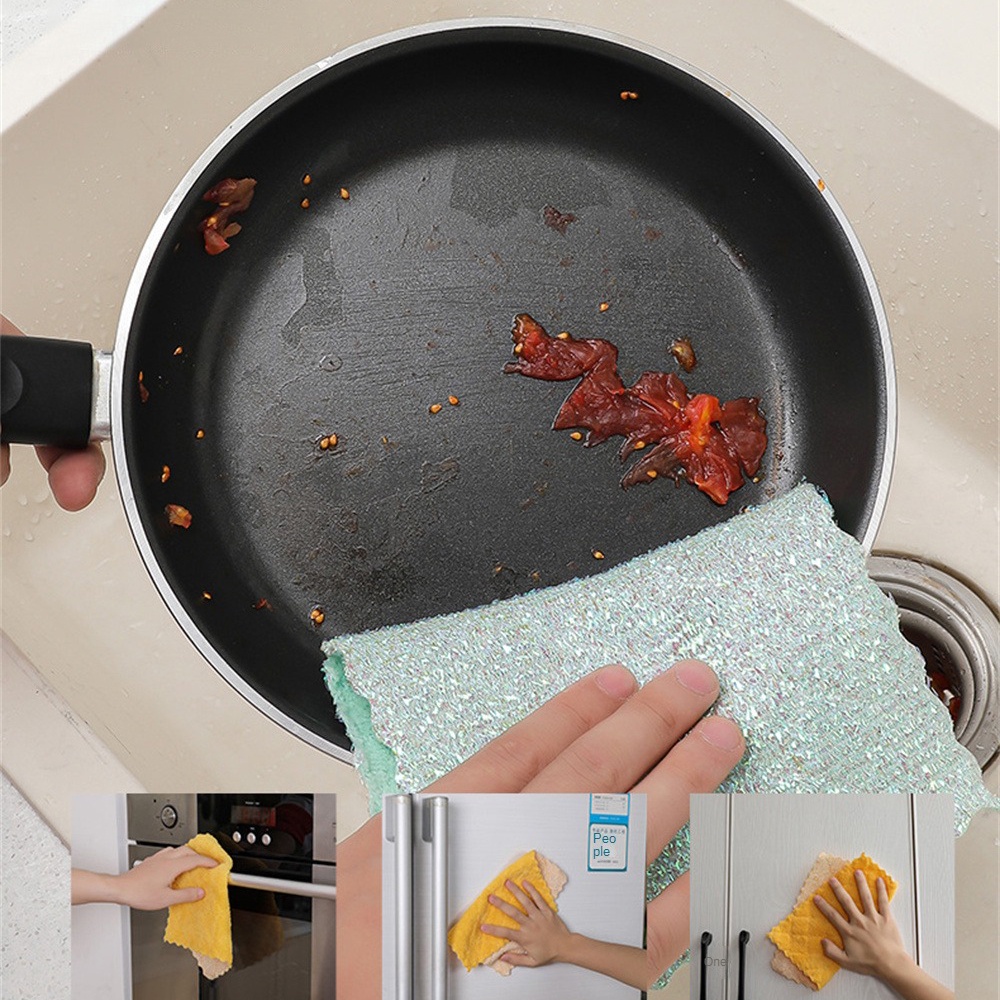 5 Chiếc Khăn Rửa Chén Bằng Lông Cừu San Hô Khăn Lau Nồi Rửa Khử Trùng Khăn Rửa Chén Khăn Lau Chén Thấm Hút Dầu Dụng Cụ Vệ Sinh Nhà Bếp