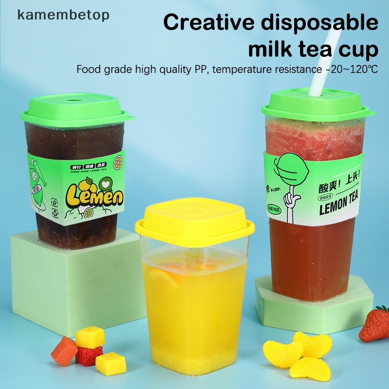 Bình Đựng Nước Trà Sữa Dùng Một Lần Hình Vuông 650ml / 960ml