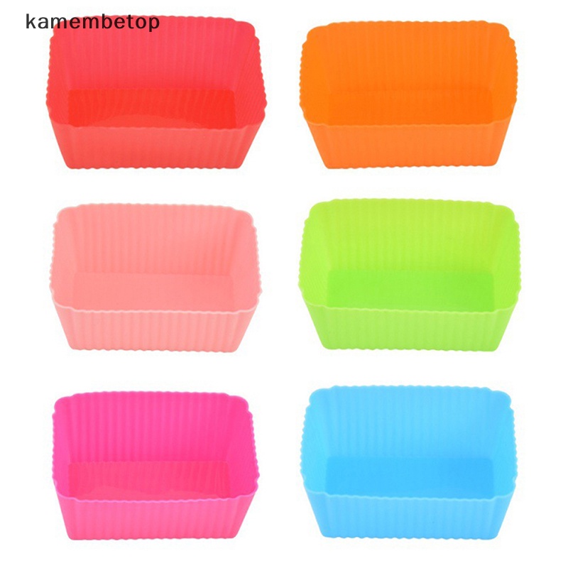 Set 6 Khuôn Silicon Mềm Hình Chữ Nhật Làm Bánh Cupcake