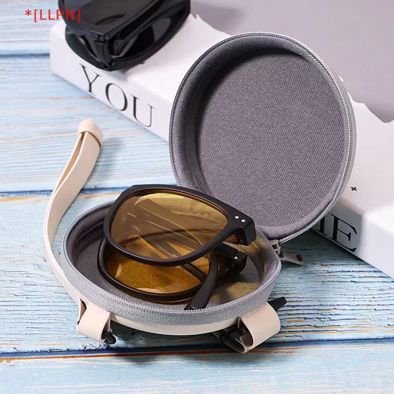 1 Hộp Đựng Mắt Kính Dạng Gập Đa Năng Có Dây Đeo Và Khóa Kéo