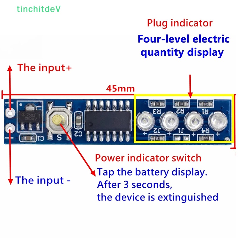 1 Bảng Mạch Hiển Thị LED Lithium 1S 2S 3S 4S Single 3.7V 18650