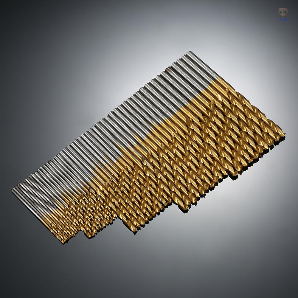 Bộ 50 Mũi Khoan Xoắn Tốc Độ Cao 1.0-3.0mm Chất Liệu Thép Titanium Dùng Để Khoan Gỗ