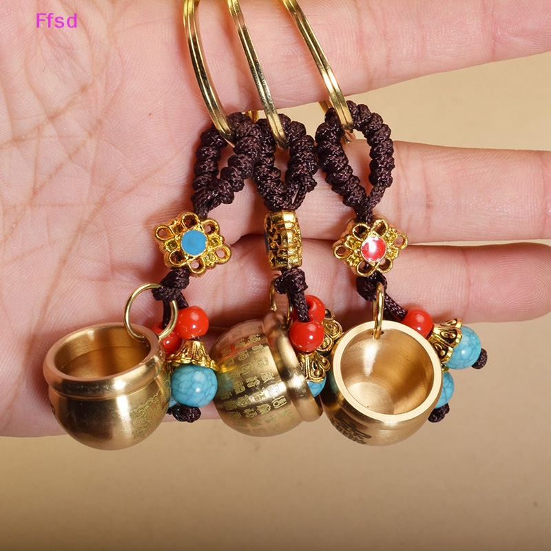 {Ffsd} Móc Khóa Xe Hơi / Túi Xách Hình Trụ Nước Bằng Đồng Thau Sáng Tạo Thích Hợp Làm Quà Tặng