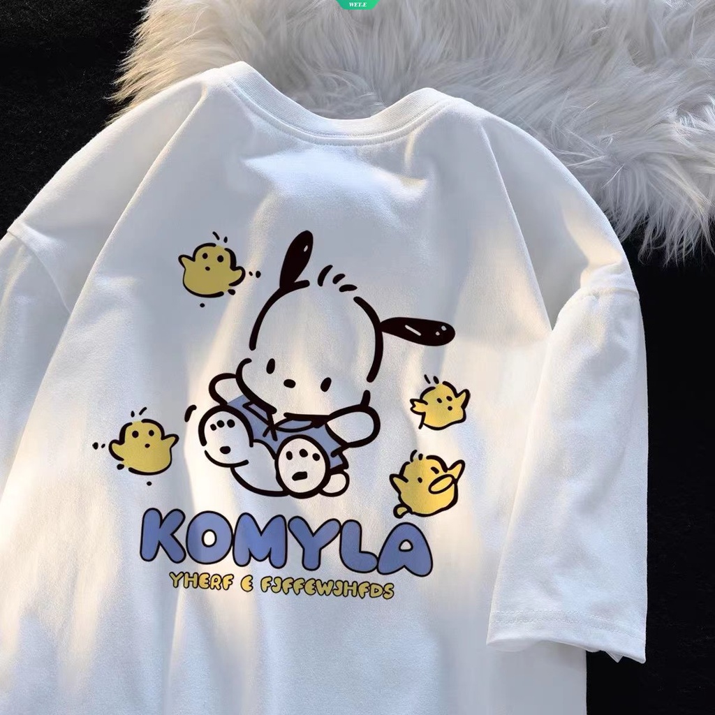 SANRIO Áo Thun Cotton Tay Lửng Dáng Rộng In Hoạt Hình Thời Trang Mùa Hè 2023 Cho Bé Gái