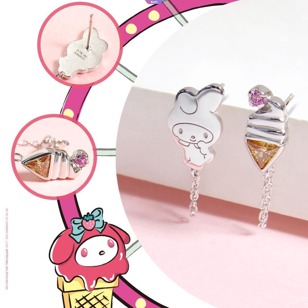 Bông Tai Mạ Bạc 925 Hình Hoạt Hình My Melody Dễ Thương