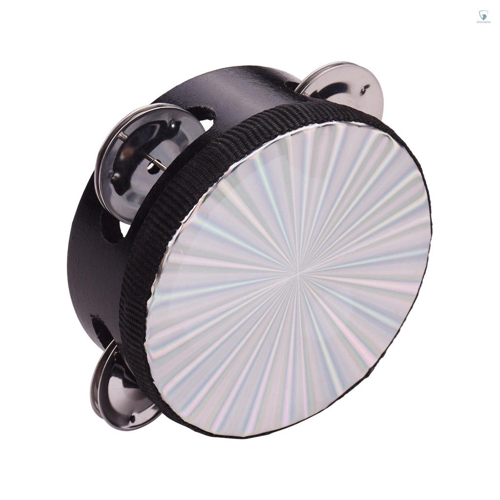 Trống Lục Lạc Cầm Tay Bằng Gỗ 4 Inch Màu Phản Quang Cho Người Lớn Và Trẻ Em