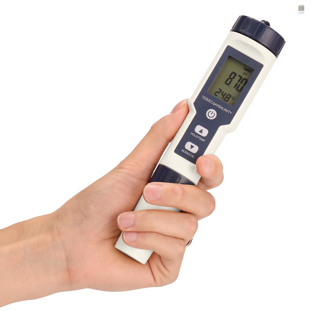Bộ Dụng Cụ Đo Độ PH / EC / TDS / Salinity / Nhiệt Kế Kỹ Thuật Số 5 Trong 1 Đa Năng