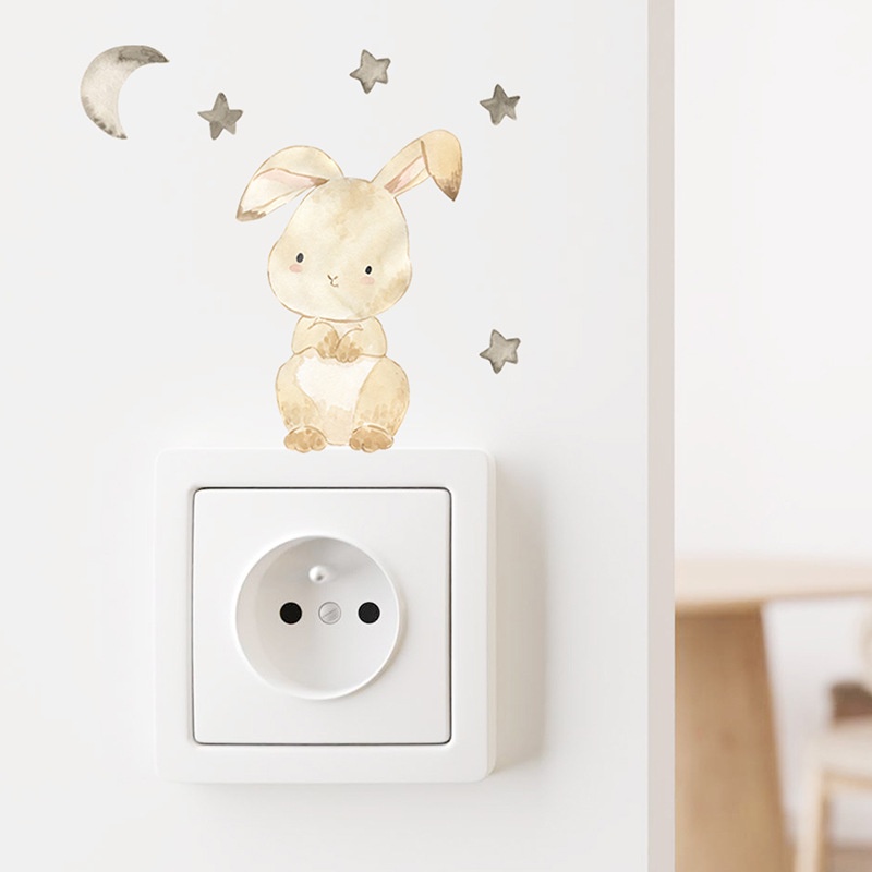 Set 6 Miếng Dán PVC Hình Động Vật Hoạt Hình Dễ Thương Trang Trí Công Tắc