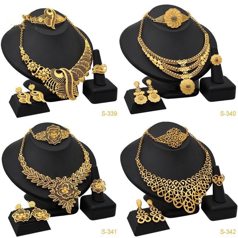 Bộ Trang Sức 4 Món Mạ Vàng 24k Phong Cách Ấn Độ Thời Trang Cho Nữ