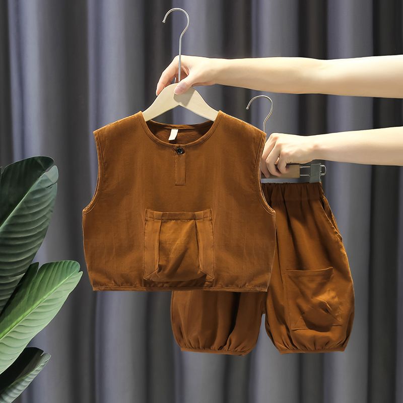 Set Đồ Thể Thao Hai Món Thời Trang Mùa Hè Phong Cách Hàn Quốc Cho Bé Trai