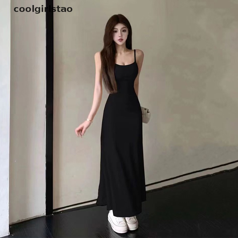 Spaghetti Dây Đeo Dresses Phụ Nữ Retro Sexy Slim Đơn Giản Hàng Ngày Thời Trang Đường Phố ulzzang Midi Hợp Thời Trang Tinh Khiết Vestidos Mùa Hè Phụ Nữ Không Tay JHS