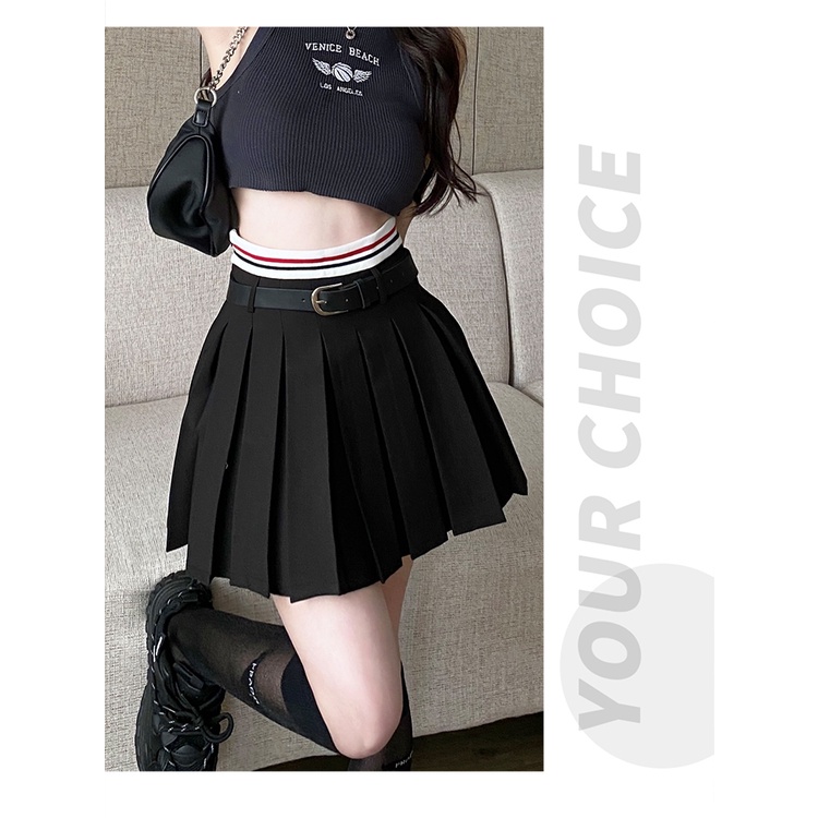 Chân Váy Chữ A Xếp Ly Lưng Cao Màu Trơn Thiết Kế Mới Thời Trang Dành Cho Mù