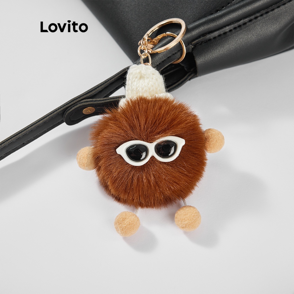 Túi đeo vai Lovito nhỏ họa tiết hoạt hình màu trơn phối viền tương phản thường ngày cho nữ L50AD122 (kaki/màu mơ/đen)