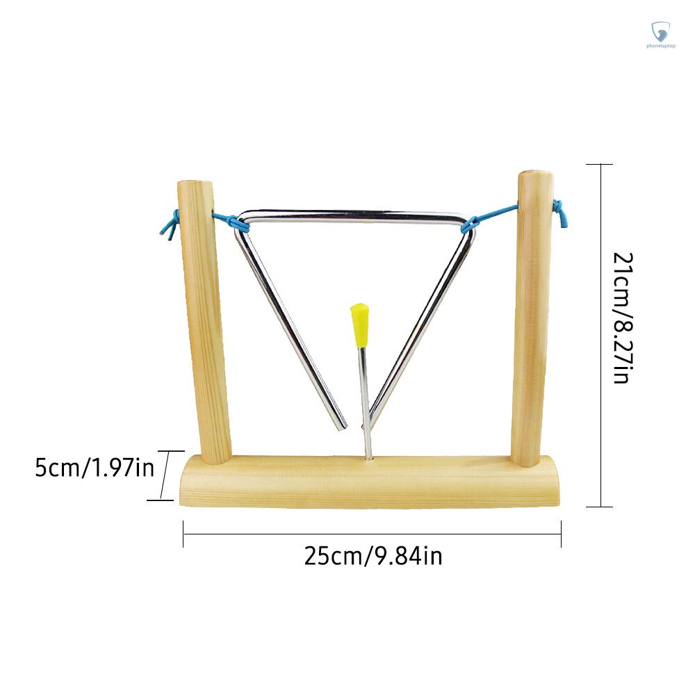 Nhạc Cụ Tam Giác 6 inch Bằng Thép Không Gỉ Với Giá Đỡ Bằng Gỗ Dành Cho Giáo Dục Sớm